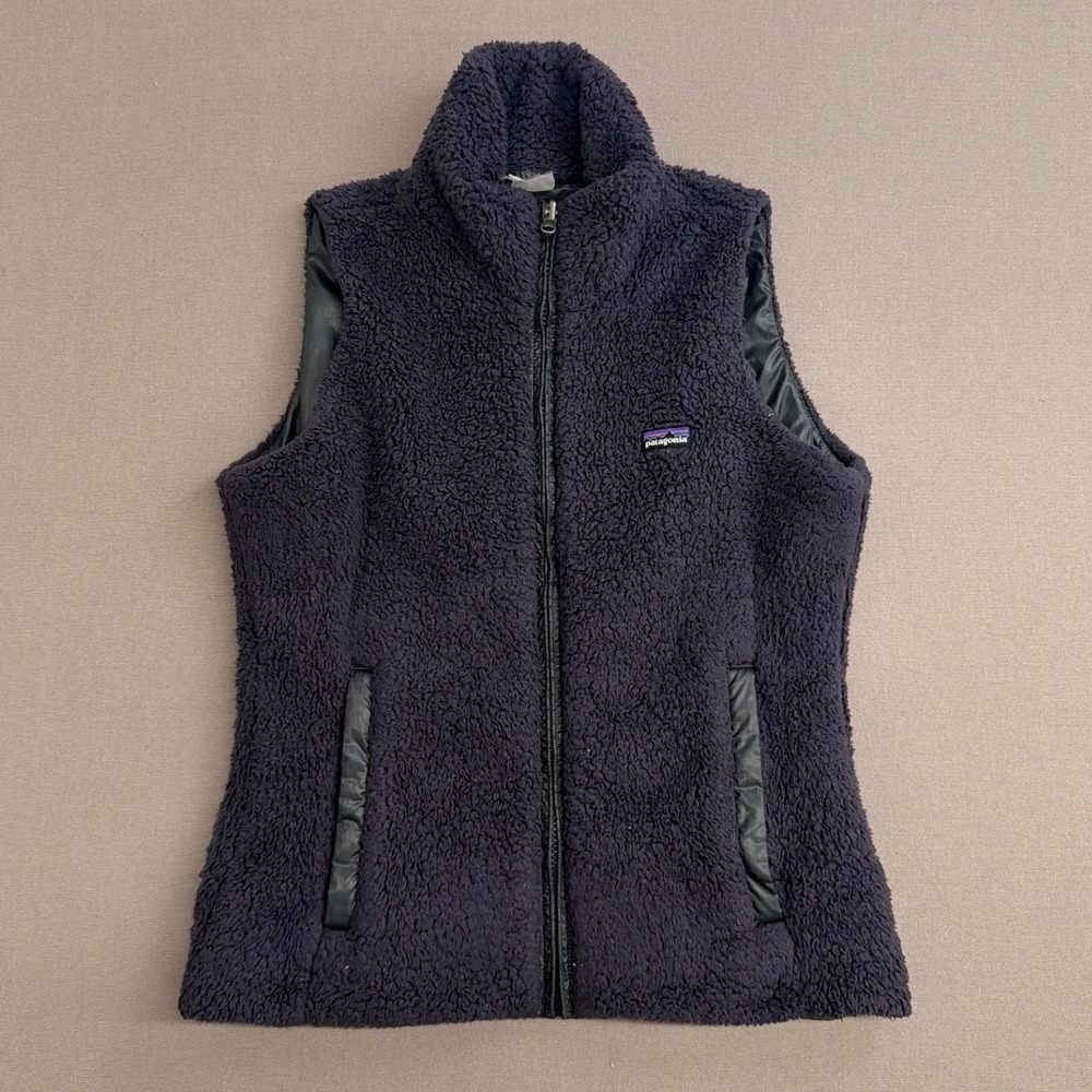 Patagonia Los Gatos Fleece Vest Womens Navy Blue Full Zip Mock Neck 25216 Small